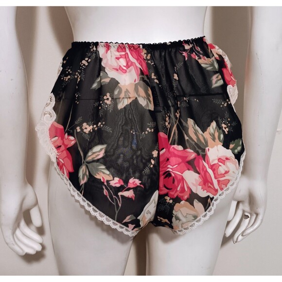 Vintage Natori Floral Cami 2 Pc Lingerie Set-Small-Lace Trim-Adjustable-Hi Cut - Picture 5 of 9